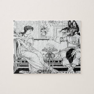 Beauty and the Beast, 1874 (litho) (b/w photo) Jigsaw Puzzle