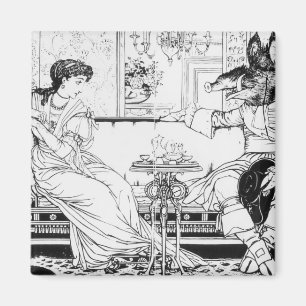 Beauty and the Beast, 1874 (litho) (b/w photo) Magnet