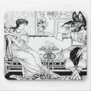 Beauty and the Beast, 1874 (litho) (b/w photo) Mouse Mat