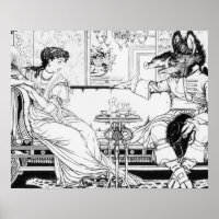 Beauty and the Beast, 1874 (litho) (b/w photo)
