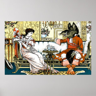 Beauty and the Beast Art Nouveau  Poster
