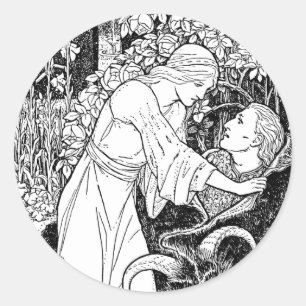 beauty and the beast classic round sticker