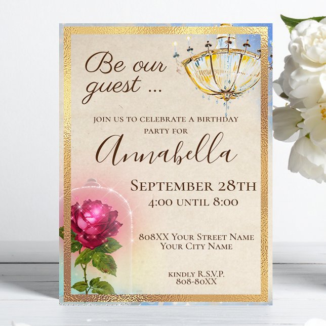 Beauty and the Beast Enchanted Fairy Tale Party In Invitation (Creator Uploaded)
