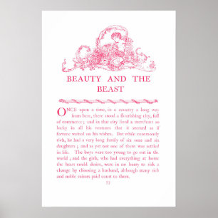 Beauty and the Beast Fairy Tale Book Pink Poster