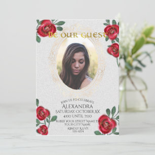 Beauty and the Beast Fairy Tale Gold Mirror Photo Invitation