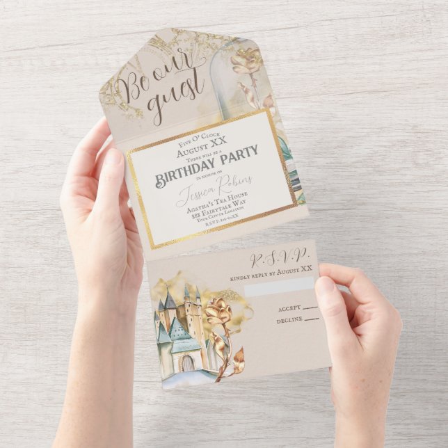 Beauty and the Beast Fairy Tale Theme All In One Invitation (Tearaway)