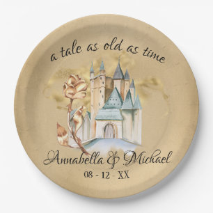 Beauty and the Beast Fairytale Castle and Rose Paper Plate