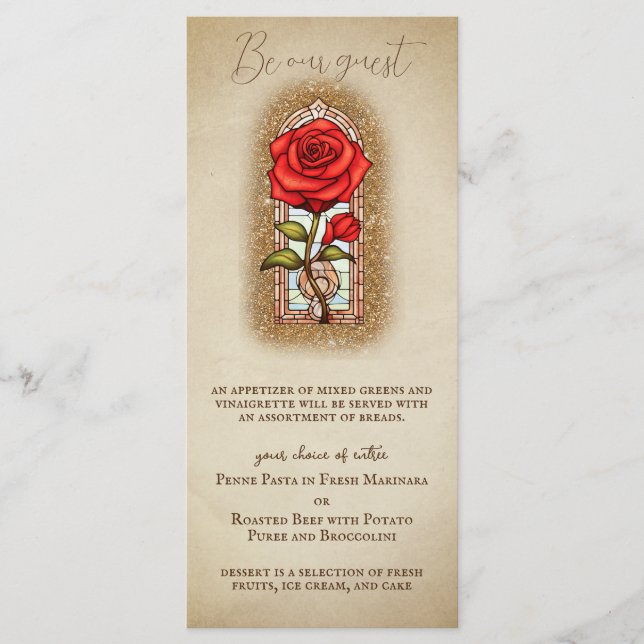 Beauty and the Beast Fairytale Rose Menu (Front)