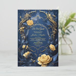 Beauty and the Beast Gold Rose Sweet 16 Invitation