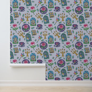 Beauty and the Beast Library Rose Books Storybook Wallpaper