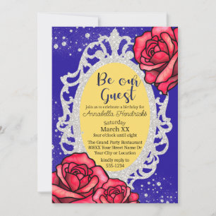 Beauty and the Beast Mirror & Roses Fairytale Invitation