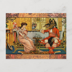 Beauty and the beast original illustration art postcard