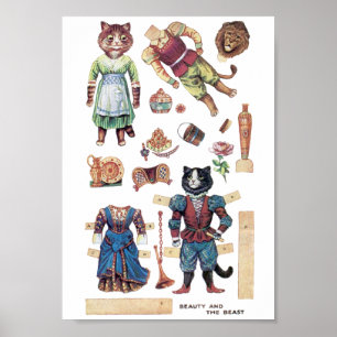 Beauty and the Beast, Paper Doll, Louis Wain Poster