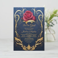 Beauty and the Beast Red Rose Sweet 16 Invitations