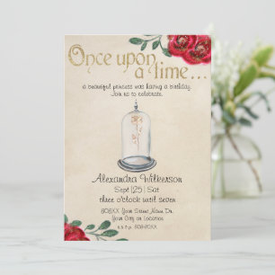 Beauty and the Beast Red Roses Fairy Tale Invitation