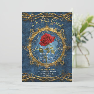 Beauty and the Beast Rose Customisable photo sweet Invitation