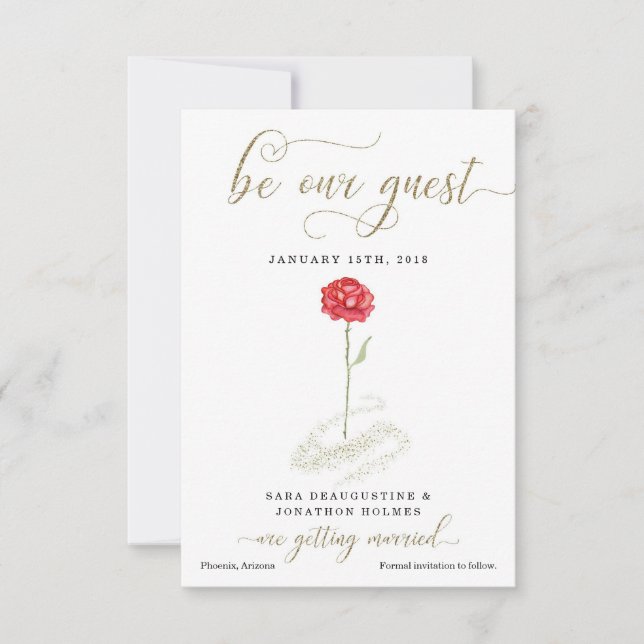 Beauty and the Beast Save the Date Announcement (Front)