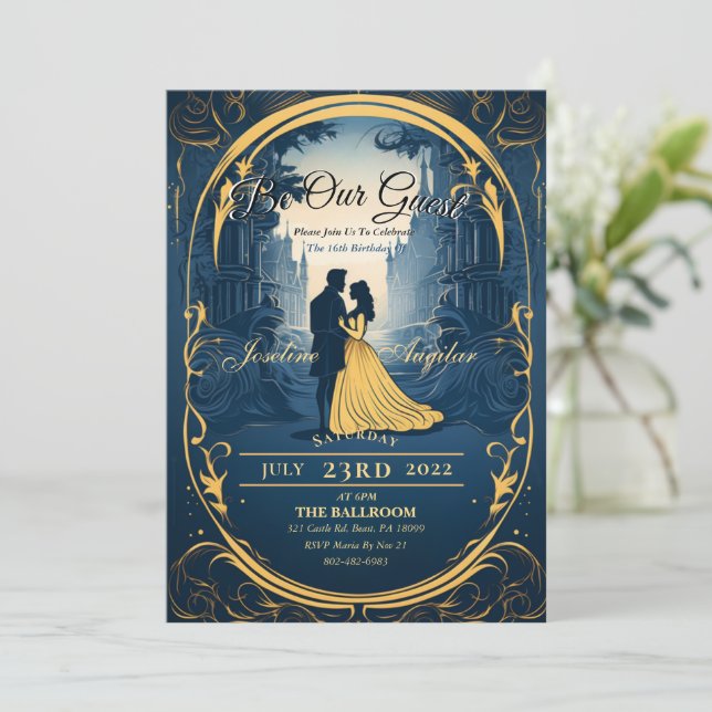 Beauty and the Beast Sweet 16 Invitation (Standing Front)