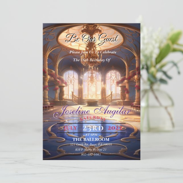 Beauty and the Beast Sweet 16 Invitations (Standing Front)