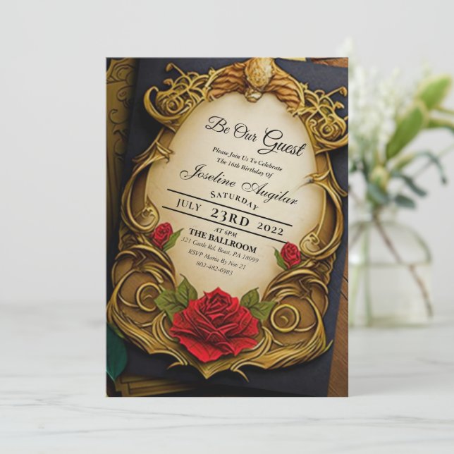 Beauty and the Beast Sweet 16 Invitations (Standing Front)