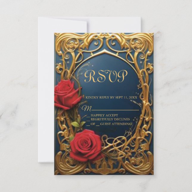Beauty and the Beast Sweet 16 RSVP card (Front)