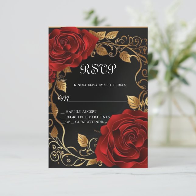 Beauty and the Beast Sweet 16 RSVP card (Standing Front)
