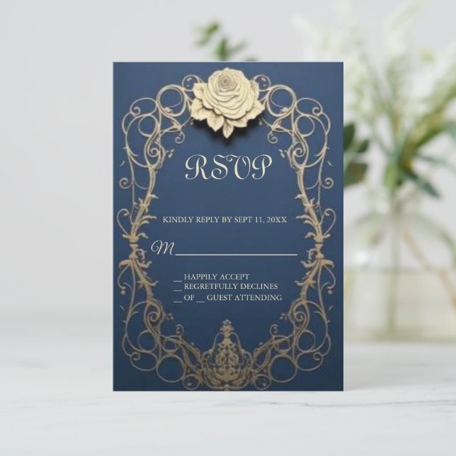 Beauty and the Beast Sweet 16 RSVP card (Standing Front)
