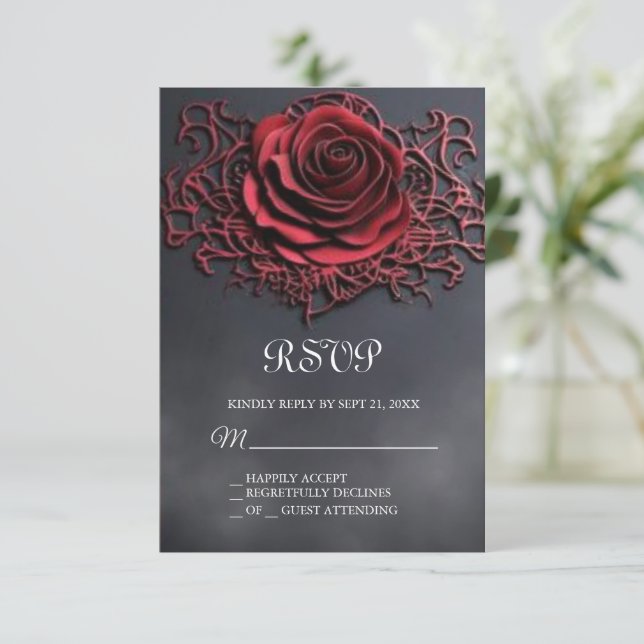 Beauty and the Beast Sweet 16 RSVP card (Standing Front)