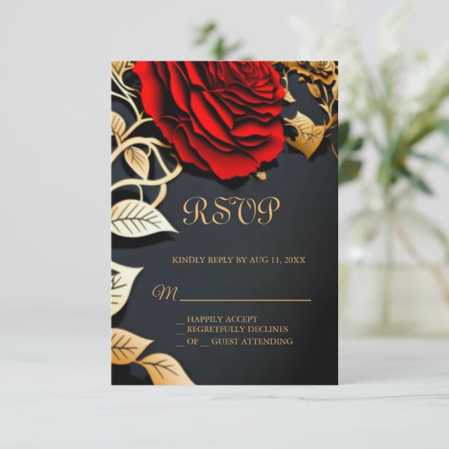 Beauty and the Beast Sweet 16 RSVP card (Standing Front)