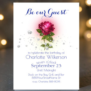 Beauty and the Beast with Magic Red Rose Invitatio Invitation