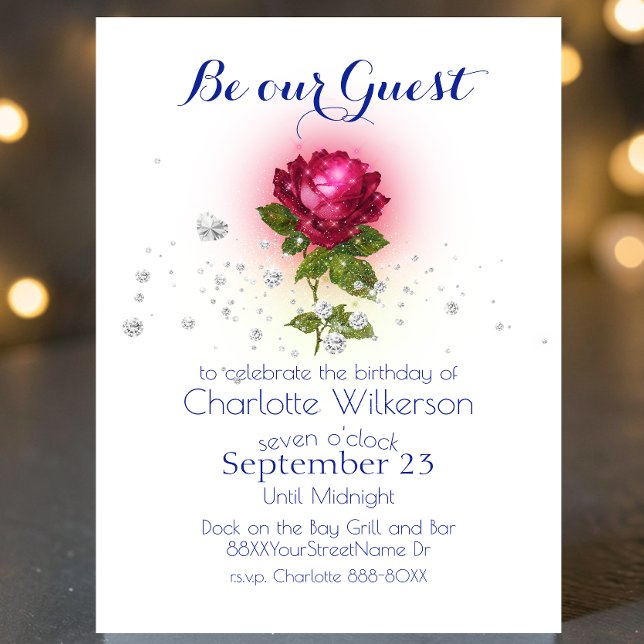 Beauty and the Beast with Magic Red Rose Invitatio Invitation (Creator Uploaded)