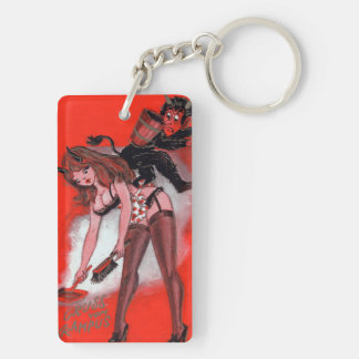 Beauty and the Krampus Vintage Xmas Christmas Key Ring