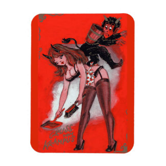 Beauty and the Krampus Vintage Xmas Christmas Magnet