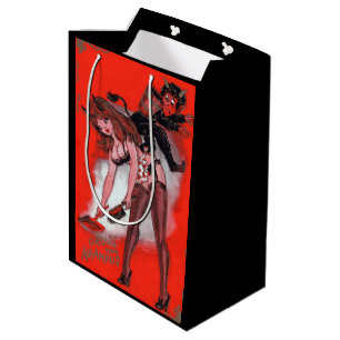 Beauty and the Krampus Vintage Xmas Christmas Medium Gift Bag