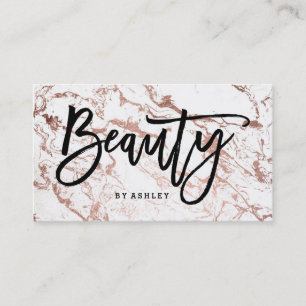 Beauty artist typography rose gold white marble business card
