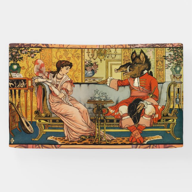 Beauty Beast Classic Fairy Tale Characters Banner (Horizontal)
