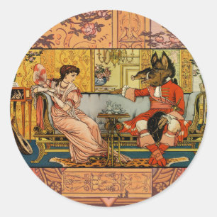 Beauty Beast Classic Fairy Tale Characters Classic Round Sticker