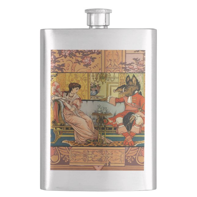 Beauty Beast Classic Fairy Tale Characters Hip Flask (Front)