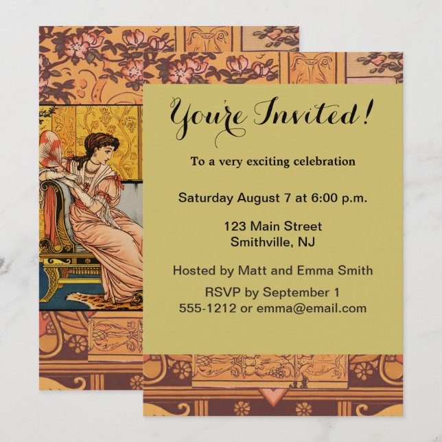 Beauty Beast Classic Fairy Tale Characters Invitation (Front/Back)