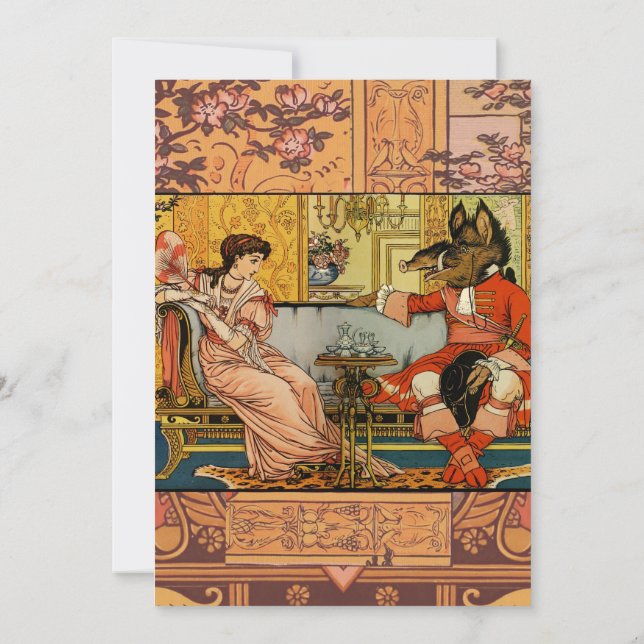 Beauty Beast Classic Fairy Tale Characters Invitation (Back)