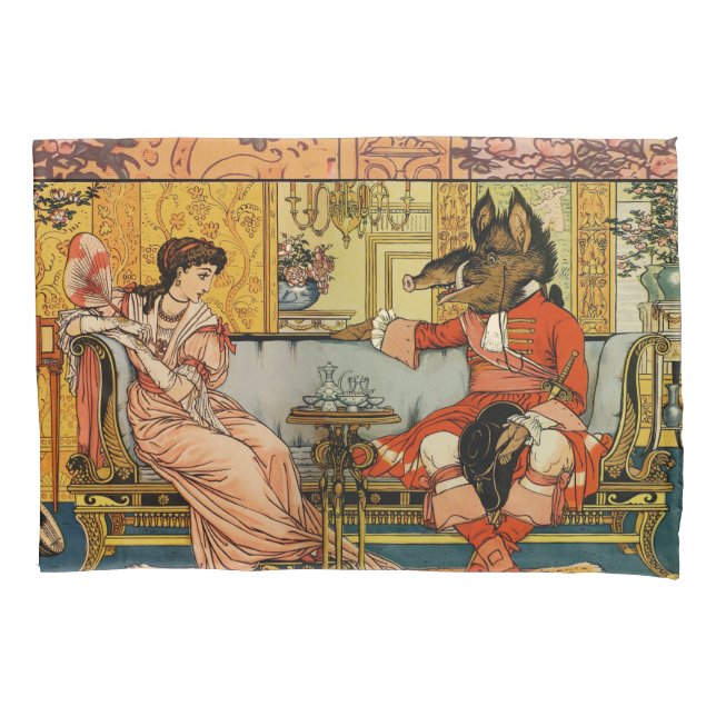 Beauty Beast Classic Fairy Tale Characters Pillowcase (Front)