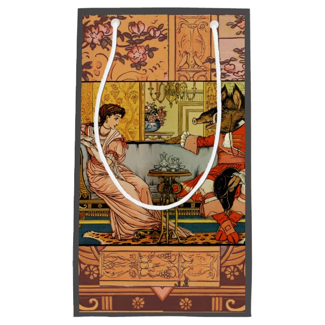 Beauty Beast Classic Fairy Tale Characters Small Gift Bag (Front)