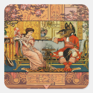 Beauty Beast Classic Fairy Tale Characters Square Sticker