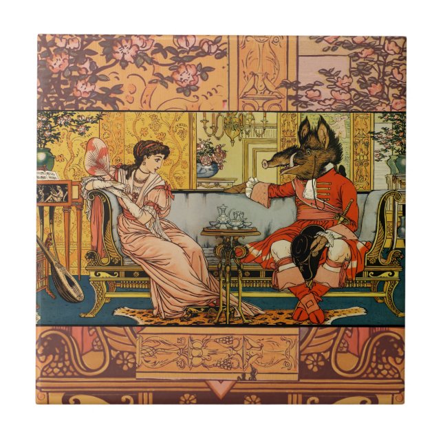 Beauty Beast Classic Fairy Tale Characters Tile (Front)