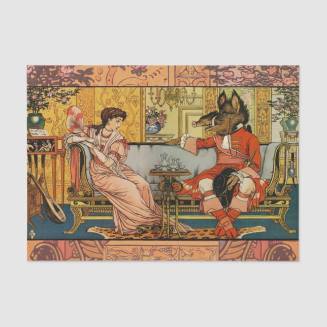 Beauty Beast Classic Fairy Tale Characters Tissue Paper (Front)