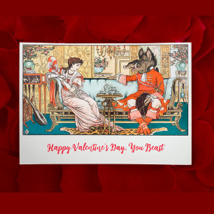 Beauty Beast Fairy Tale Art Funny Valentine Card