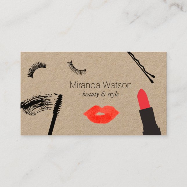 Beauty Biz Eyelashes Lips Mascara Makeup Artist II Business Card (Front)