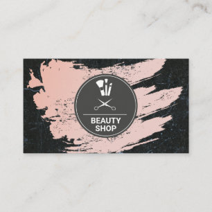 Beauty Black Marble   Hairstylist Makeup Artist Business Card
