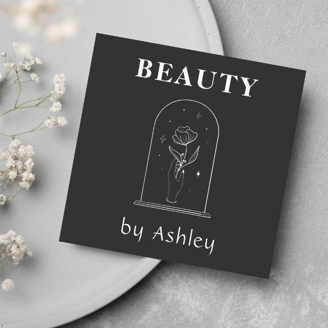 Beauty Blogger Celtic Hand Holding Flower Magic Square Business Card (Creator Uploaded)