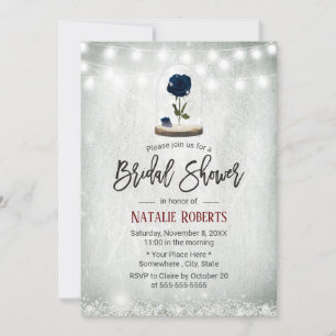 Beauty Blue Rose Dome Winter Floral Bridal Shower Invitation